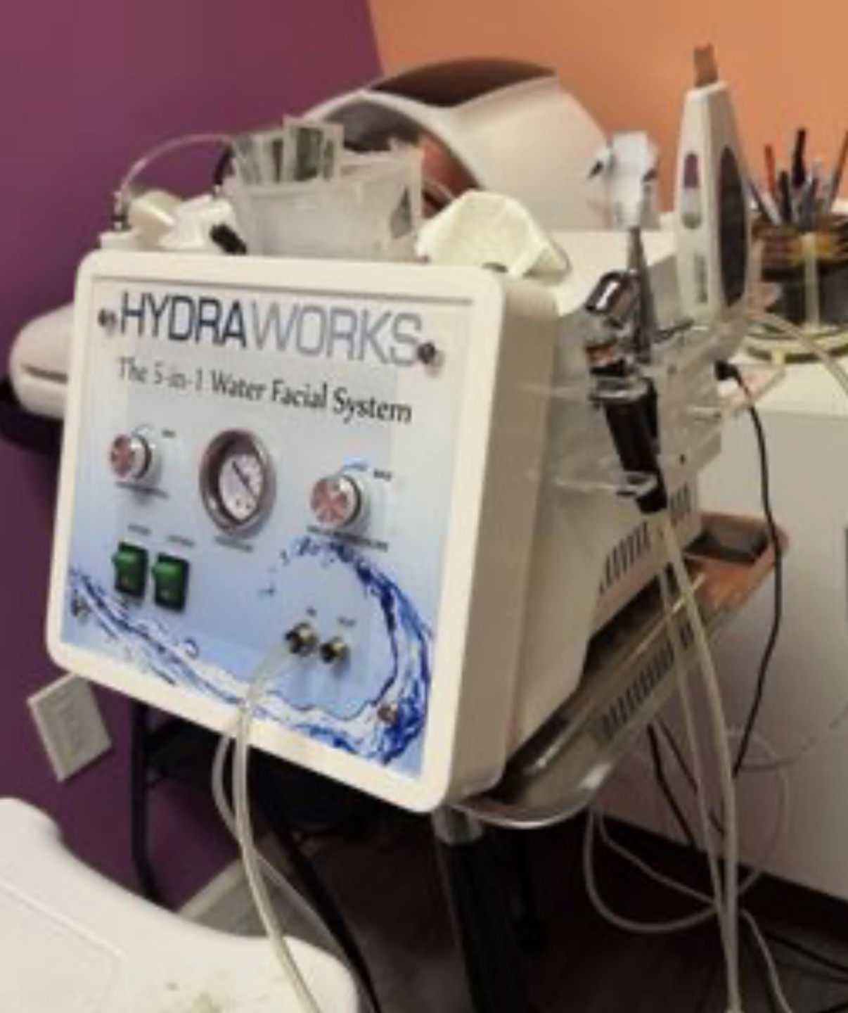 HydraWorks water facial machine at Libertyville Massage Therapy